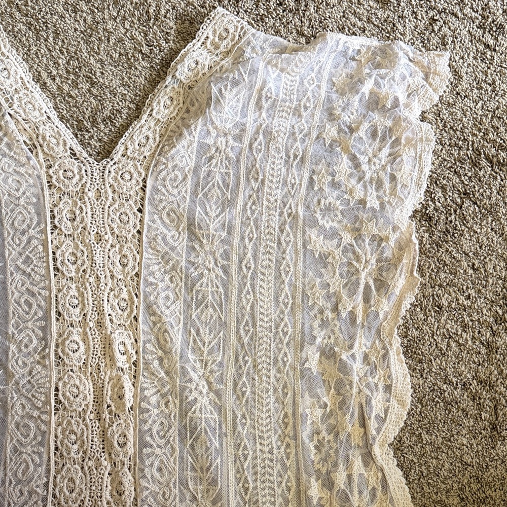 Blue Island Cream Lace Swim Coverup - S/M - Picture 9 of 10